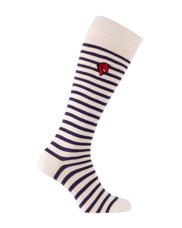 Knee-high socks with sailor stripes and horse
