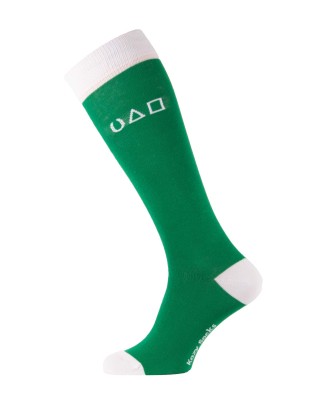 Chaussettes hautes fantaisie Squid vert avec matricule et symboles profil gauche