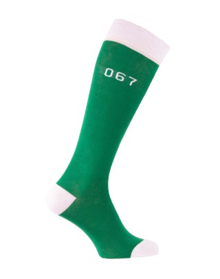 Chaussettes hautes fantaisie Squid vert avec matricule et symboles profil droit