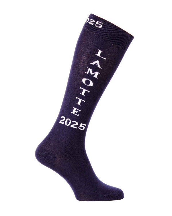 Chaussettes hautes d'équitation Lamotte 2025 marine blanc Chaussettes hautes d'équitation Lamotte 2025 marine blanc