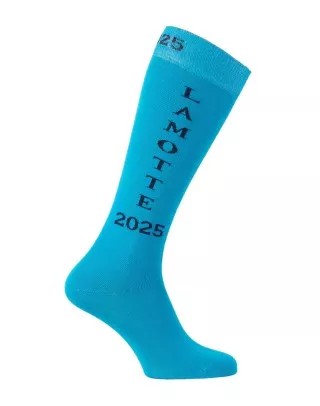 Chaussettes hautes d'équitation Lamotte 2025 turquoise blanc