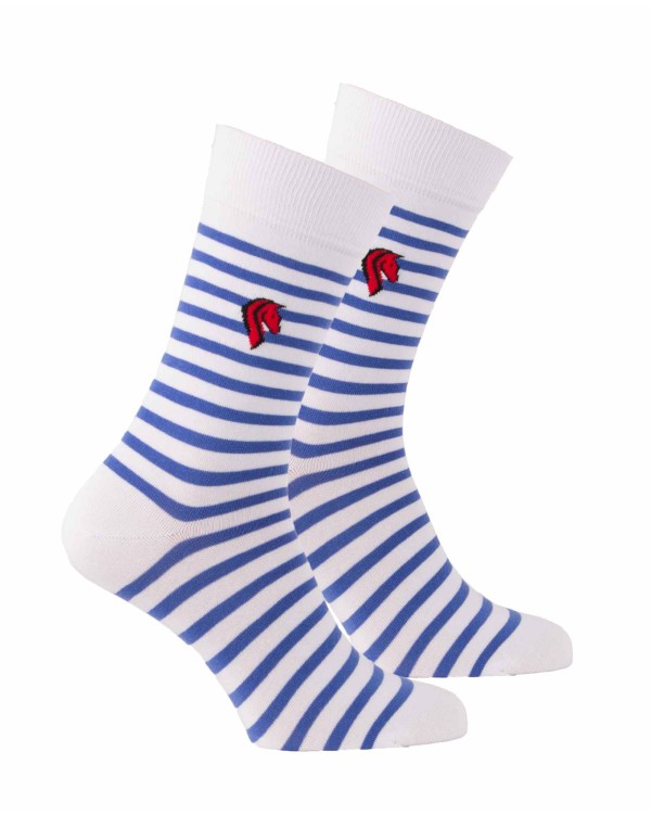 Fancy sailor stripes socks with horse