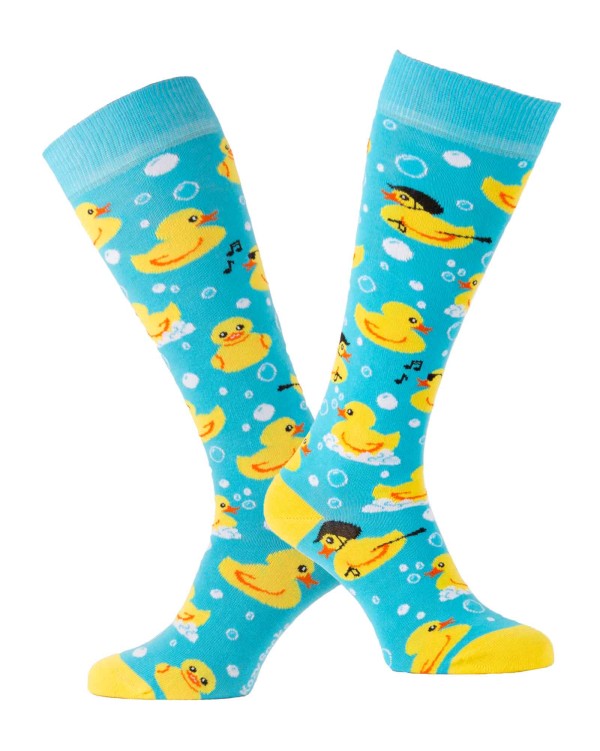Chaussettes d'équitation fantaisie Canards turquoise duo