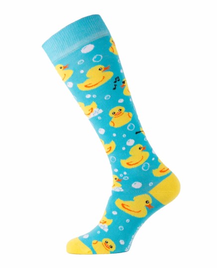 Chaussettes d'équitation fantaisie Canards turquoise gauche