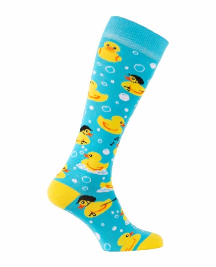 Chaussettes d'équitation fantaisie Canards turquoise droite