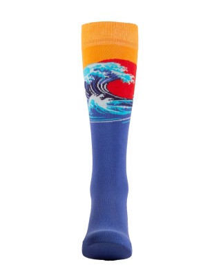 chaussettes hautes artistiques la vague hokusai face