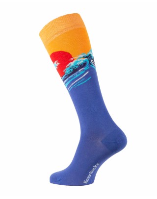 chaussettes hautes artistiques la vague hokusai gauche