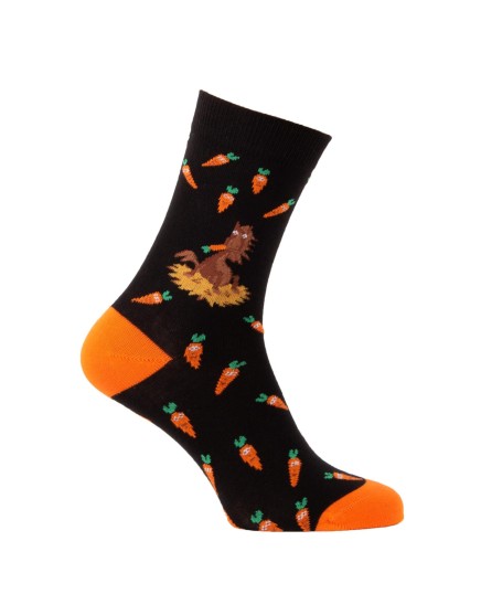 chaussettes fantaisie poney et carottes