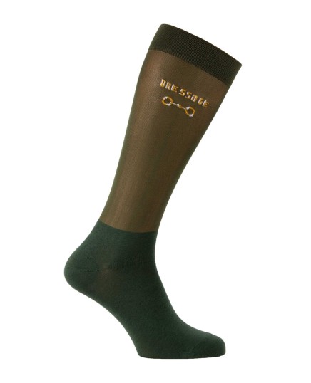 chaussettes montantes fines compétition équitation kaki