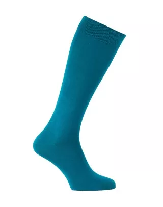 Chaussettes montante unies en bambou bleu pétrole