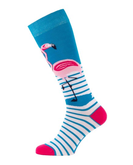 Chaussettes fantaisie montantes avec flamands roses droite