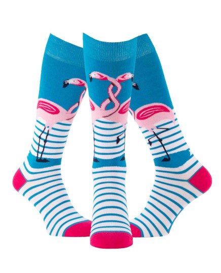 Chaussettes fantaisie montantes avec flamands roses