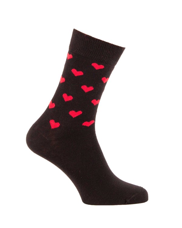 Fancy socks with red hearts