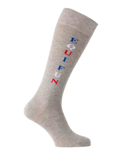 Chaussettes d'équitation Equifun gris bleu blanc rouge