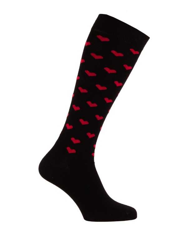Fancy riding socks with red hearts