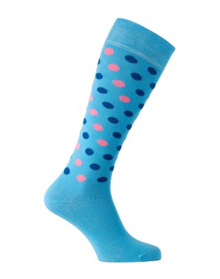 Fancy riding socks with multicoloured polka dots