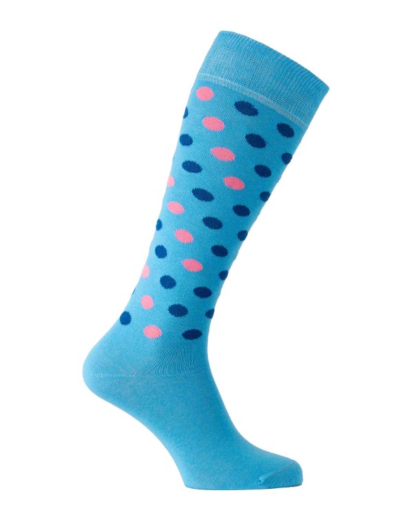 Fancy riding socks with multicoloured polka dots