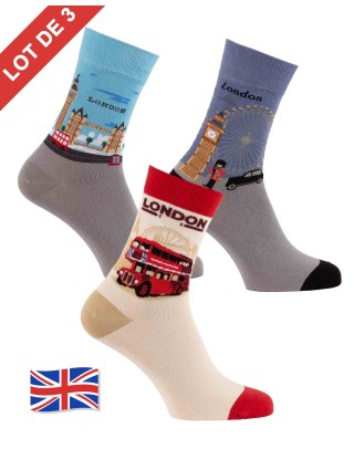 lot 3 paires chaussettes motifs UK anglais London