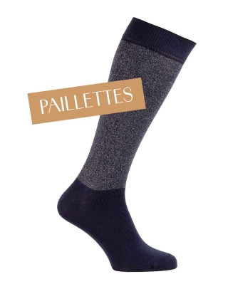 chaussettes hautes unies marines avec paillettes