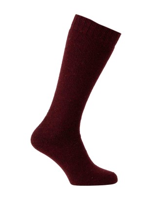 chaussettes hautes épaisses en laine bordeaux