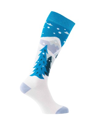 Chaussettes hautes montagnes enneigées profil