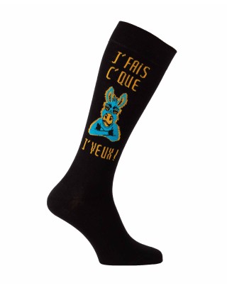 Chaussettes hautes tête de mule couleur noire