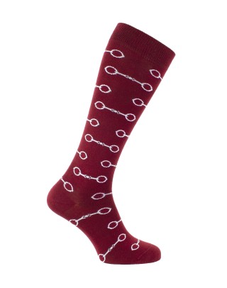 chaussettes hautes avec mors de cheval bordeaux