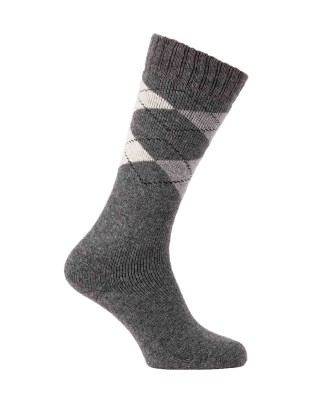 chaussettes montantes épaisses laine écossaises gris