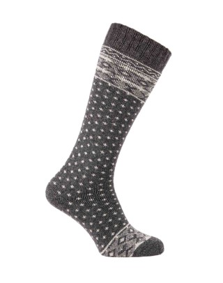 chaussettes hautes avec laine motif nordique gris anthracite