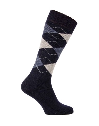 chaussettes hautes épaisses laine écossaises marine