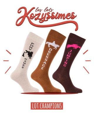 Lot 3 paires de chaussettes d'équitation disciplines 37/40 marrons