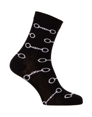 Chaussettes à motif mors de cheval noir et blanc