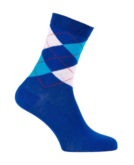 Chaussettes écossaises roi blanc turquoise
