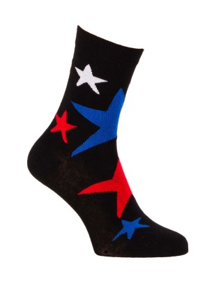 Chaussettes fantaisie étoiles bleu blanc rouge