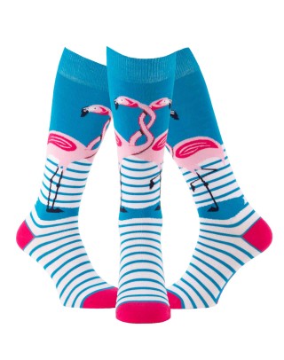 chaussettes hautes avec motif flamants roses