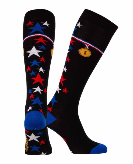 Chaussettes montantes médaille d'équitation Noir