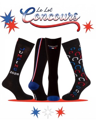Lot de 3 paires de chaussettes hautes Concours - France et Fer à Cheval noir