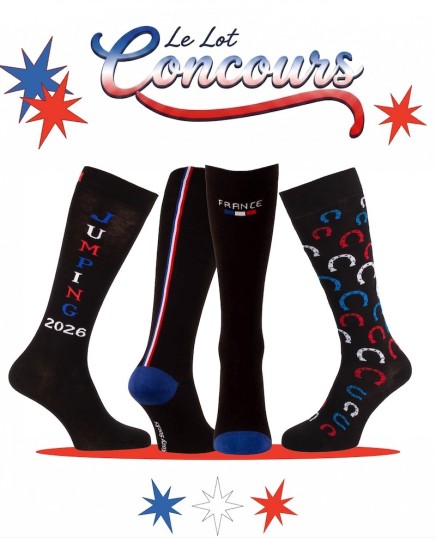 Lot de 3 paires de chaussettes hautes Concours - France et Fer à Cheval noir