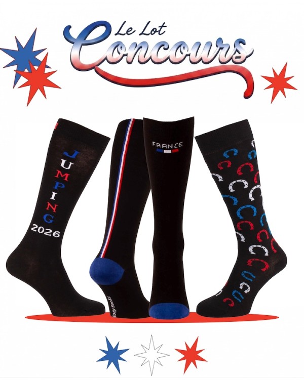Lot de 3 paires de chaussettes hautes Concours - France et Fer à Cheval noir