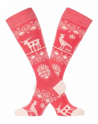 chaussettes hautes ethniques fantaisie saumon duo