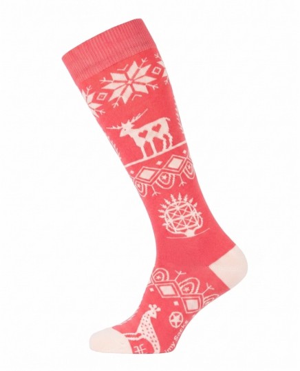 chaussettes hautes ethniques fantaisie saumon gauche