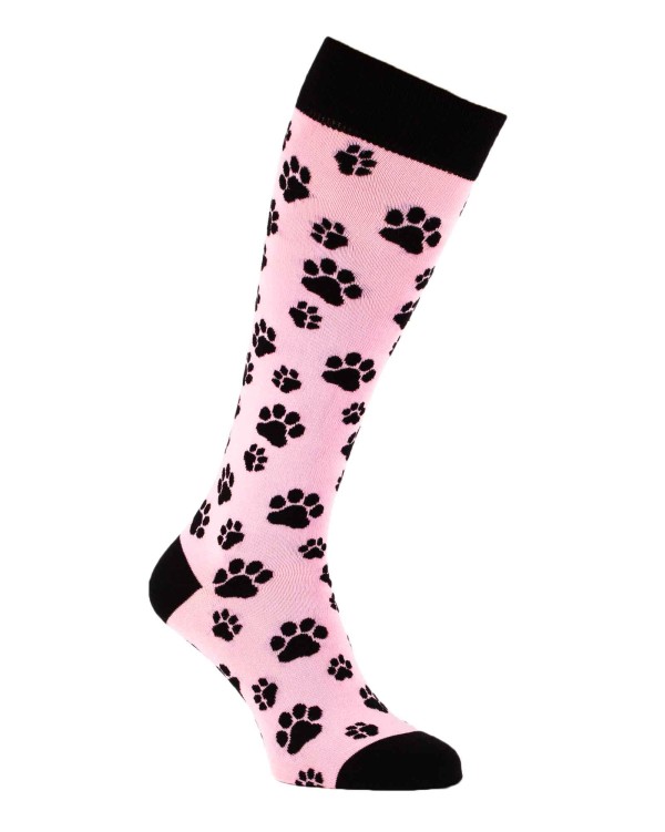 chaussettes équitation avec pattes de chats roses et noires