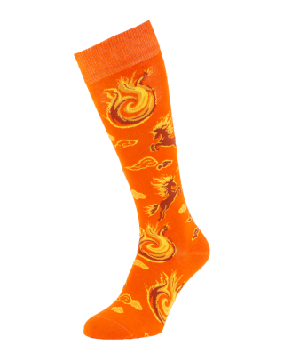 chaussettes equitation cheval de feu orange droite