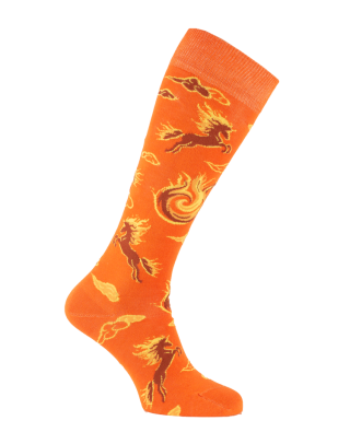 chaussettes equitation cheval de feu orange gauche