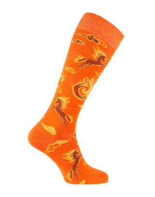 chaussettes equitation cheval de feu orange gauche 2