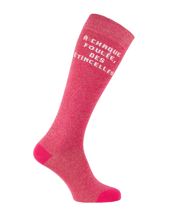 Riders' glitter socks with text