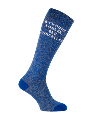 chaussettes hautes paillettes textes équestre roi doré