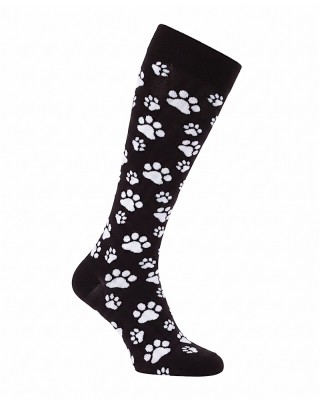 chaussettes équitation avec pattes de chats noires et blanches