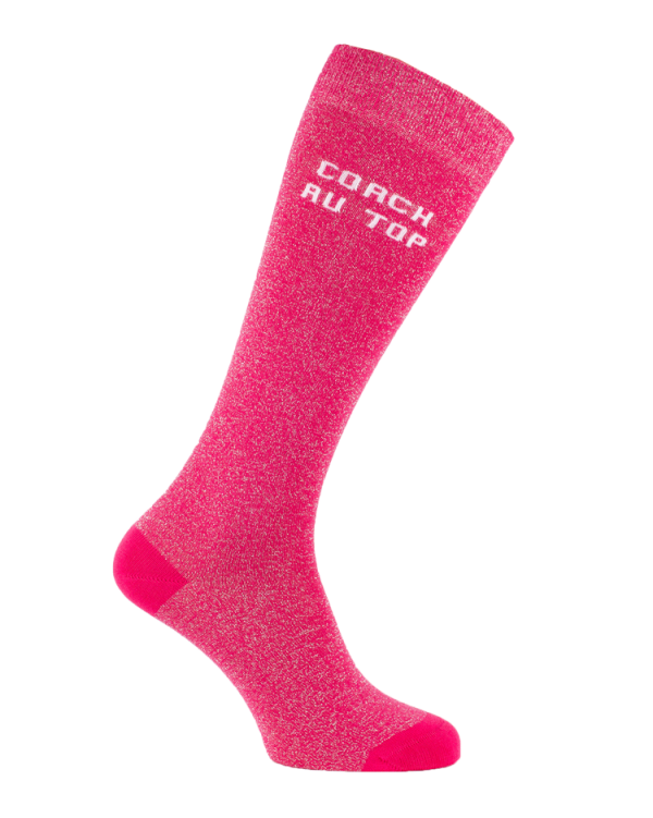 chaussettes equitation montantes paillettes coach au top rose fuchsia
