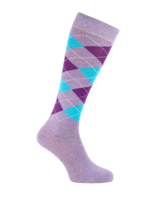 Chaussettes écossaises montantes pour equitation mauve et violet